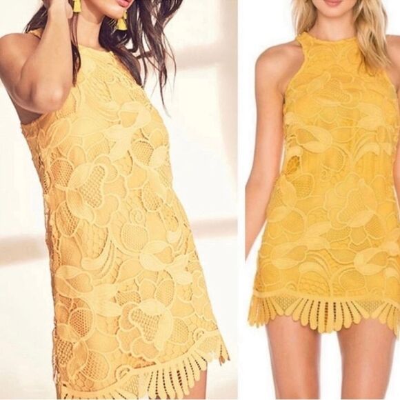 Revolve Lovers + Friends Caspain Lace Yellow Dress size Small - Picture 1 of 10